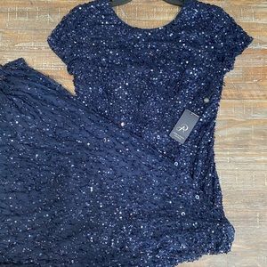 Adrianna Papell Formal Sequin Navy Dress NWT US 8